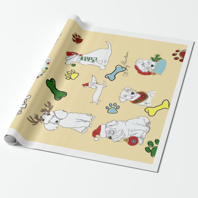 PAPIER CADEAU PUPPY XMAS WRAPPING PAPER (Déroulé)