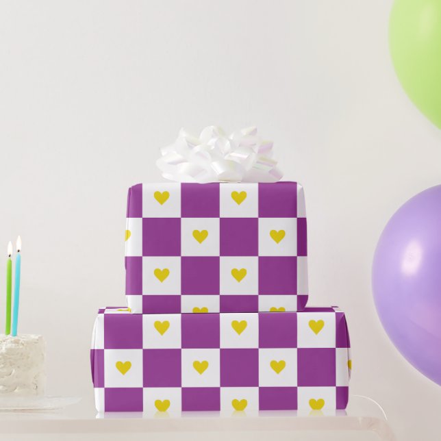Papier Cadeau Purple And Yellow Heart  (Cadeaux de fête)