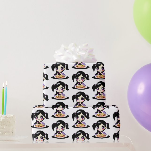 Papier Cadeau Purple Anime Fille de la Pizza fête Anniversaire (Cadeaux de fête)