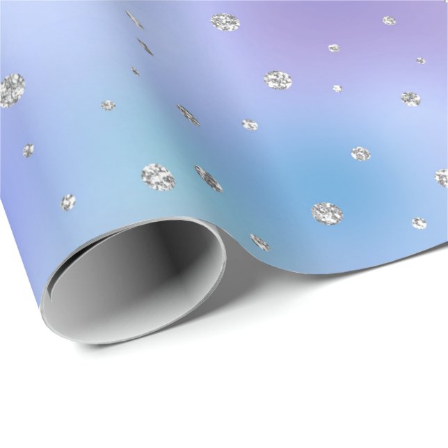Papier Cadeau Purple Aqua Silver Sparkle Confetti (Coin rond)