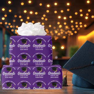 Papier Cadeau Purple Blanc Diplômé Personnalisé 2025 Graduation