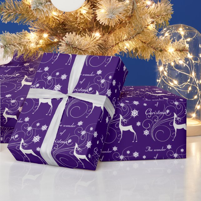 Papier Cadeau Purple Christmas Reindeer Wonder (Vacances)