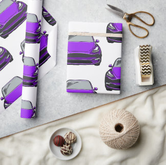 Papier Cadeau Purple Electric Véhicule SUV Voiture Blanc Arrière