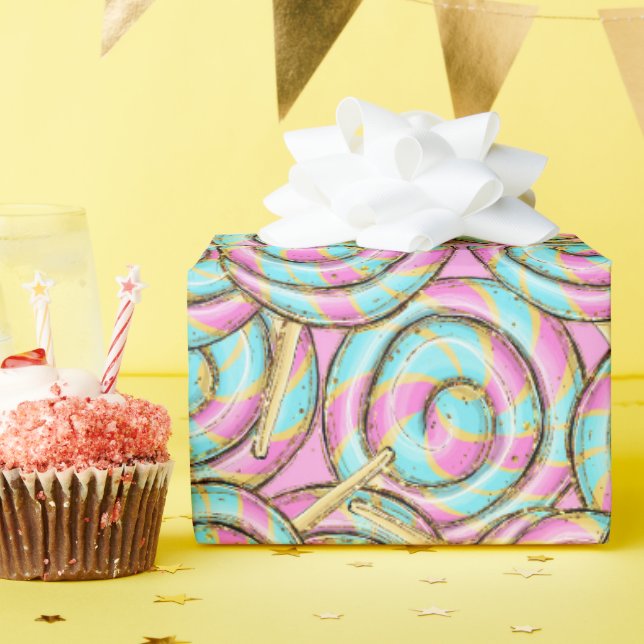 Papier Cadeau Purple et Turquoise Toute la journée Suckers Anniv (Fête d'anniversaire)