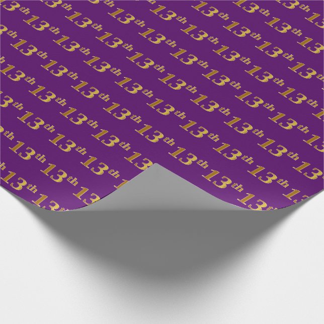 Papier Cadeau Purple, Faux Gold 13ème (treizième) événement (Coin)