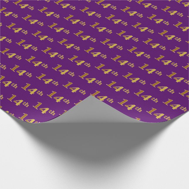 Papier Cadeau Purple, Faux Gold 14e (Quatorzième) Événement (Coin)