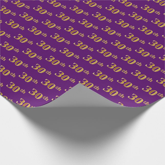 Papier Cadeau Purple, Faux Gold 30e (Trentième) Événement (Coin)