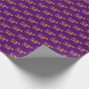 Papier Cadeau Purple, Faux Gold 50e (Cinquantième) événement