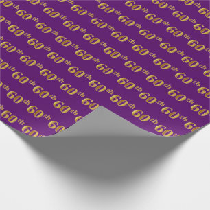 Papier Cadeau Purple, Faux Gold 60e (Soixantième)