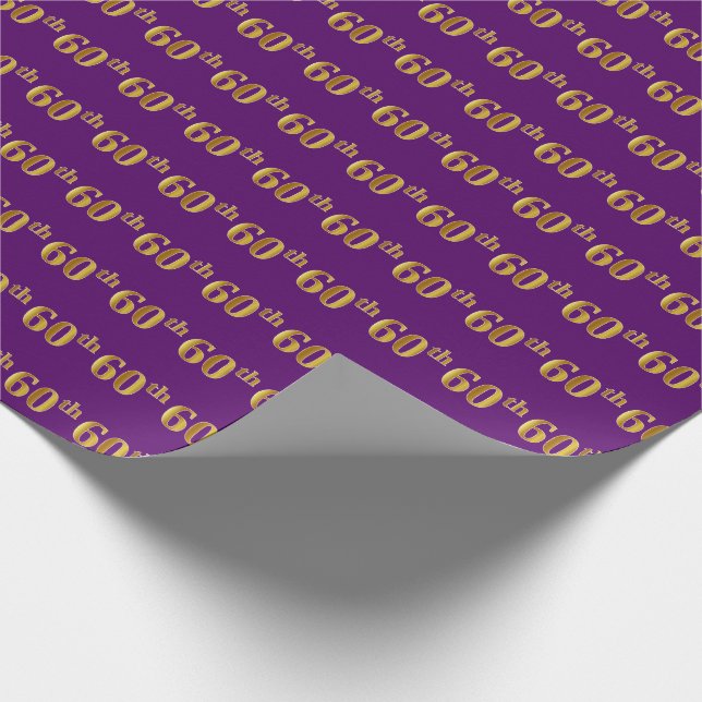 Papier Cadeau Purple, Faux Gold 60e (Soixantième) (Coin)