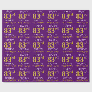 Papier Cadeau Purple, Faux Gold "HEUREUX 83e anniversaire"