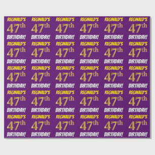 Papier Cadeau Purple, Faux/Imitation Gold, "47e anniversaire"