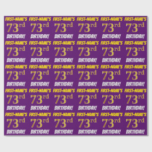 Papier Cadeau Purple, Faux/Imitation Gold, "73e anniversaire"