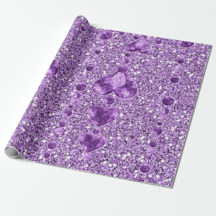 Papier Cadeau Purple Faux Parties scintillant et droplets cardia