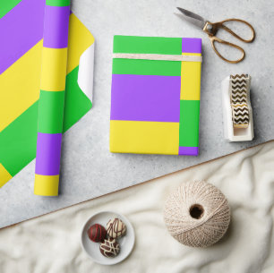 Papier Cadeau Purple Green Yellow Stripes Nouvelle-Orléans Mardi