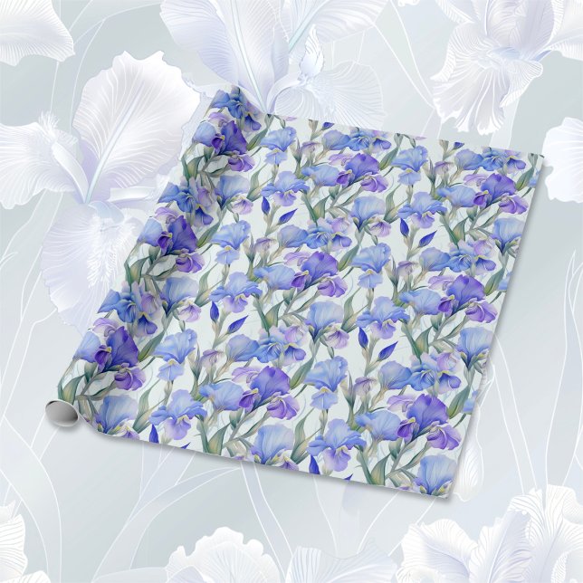 Papier Cadeau Purple Iris Floral 25e anniversaire Mariage (Purple Iris 25th Wedding Anniversary wrapping paper)