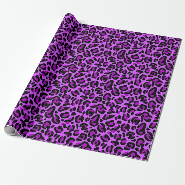 Papier Cadeau Purple Leopard Print Cheetah Spots (Déroulé)