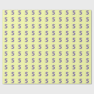 Papier Cadeau Purple Number Age Cinq 5 Yellow Wrapper Paper