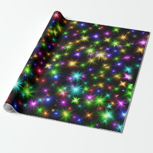 Papier Cadeau Purple, Vert, Bleu, Étoiles Noël