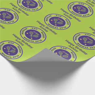 Papier Cadeau Purple - vert Manger, dormir, jouer au tennis, nom