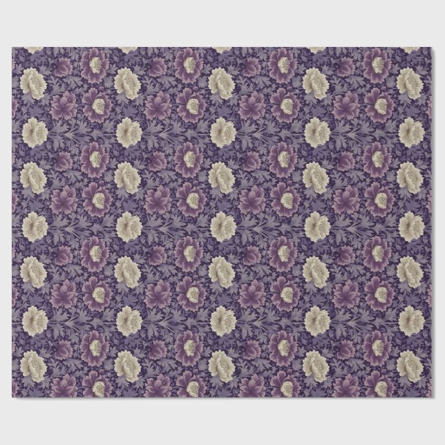 Papier Cadeau Purple William Morris Style Floral (Plat)