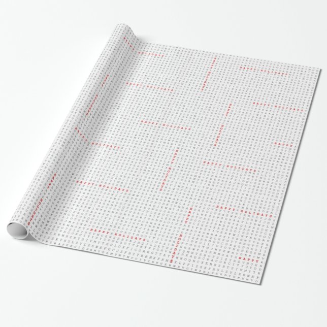 Papier Cadeau Puzzle de recherche de mot bonnes fêtes (Déroulé)