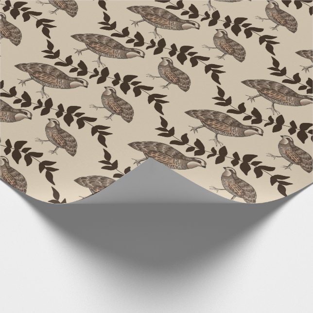 Papier Cadeau Quail classique en beige (Coin)