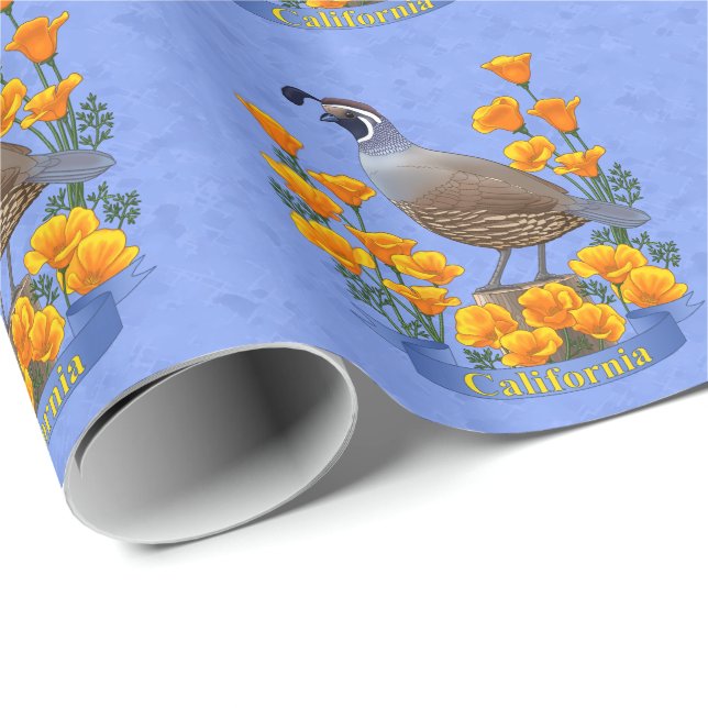 Papier Cadeau Quail d'oiseaux de l'État de Californie et coqueli (Coin rond)