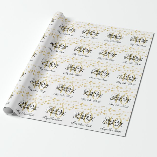 Papier Cadeau Quarantième lumières élégantes de parties (Déroulé)