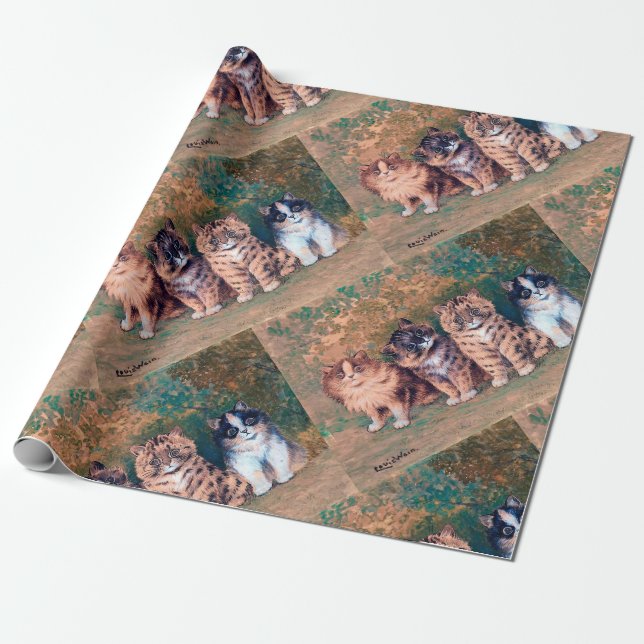 Papier Cadeau Quatre chatons, Louis Wain (Déroulé)