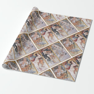 Papier Cadeau Quatre saisons, Mucha