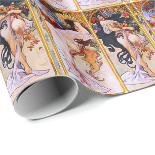 Papier Cadeau Quatre saisons par art déco Nouveau d'Alfons Much