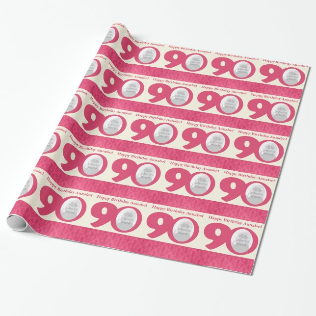 Papier Cadeau quatre-vingt-dixième Emballage rose de crème (Déroulé)