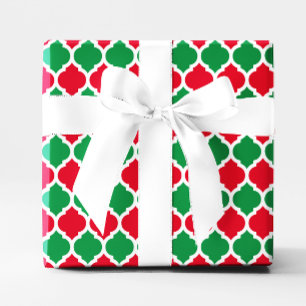 Papier Cadeau Quatrefeuille de Noël Rouge et Vert Clair