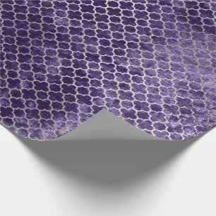 Papier Cadeau Quatrefoil Argent Métallo violet violet velours