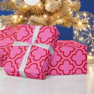 Papier Cadeau Quatrefoil marocain #6 do-it-yourself couleurs rou