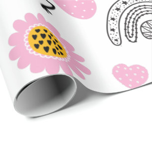 Papier Cadeau Queen BEES Cute BFF, Baby Girl, Girly Toxits Rose