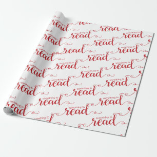 Papier Cadeau Quelque chose à lire papier d'emballage rouge et b