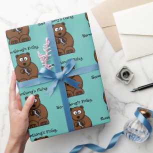 Papier Cadeau Quelque chose d’amusant Poisson Brown Ours Cartoon