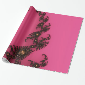 Papier Cadeau Queue de Scorpion, art de fractale - noir rose