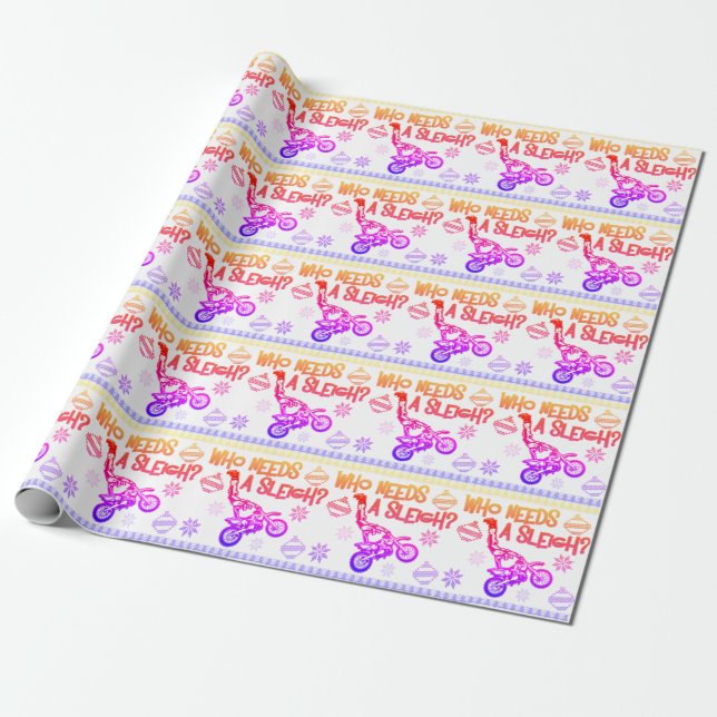 Papier Cadeau Qui a besoin d'un sleigh Dirtbike Race Chandail de (Déroulé)