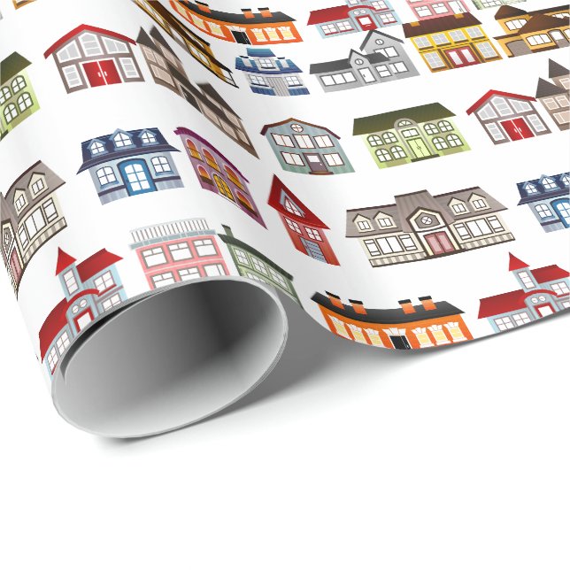 Papier Cadeau Quirky Home est l'endroit où le coeur se réchauffe (Coin rond)