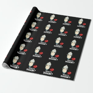 Papier Cadeau Quoi de Shakin Funny Cherry Milkshake Pun Dark BG