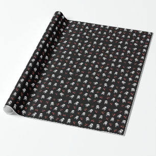 Papier Cadeau RAB Rockabilly Skuls et Cerises sur Noir