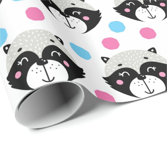 Papier Cadeau Raccoon (Coin rond)