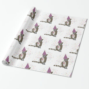 Papier Cadeau Raccoon - Animaux ayant une fête