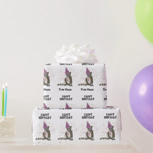Papier Cadeau Raccoon - Animaux ayant une fête Garçons Filles No