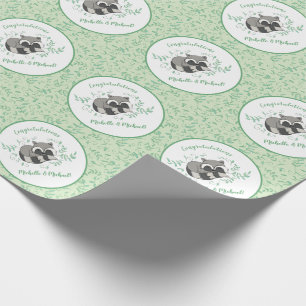 Papier Cadeau Raccoon Baby shower Bois Animaux