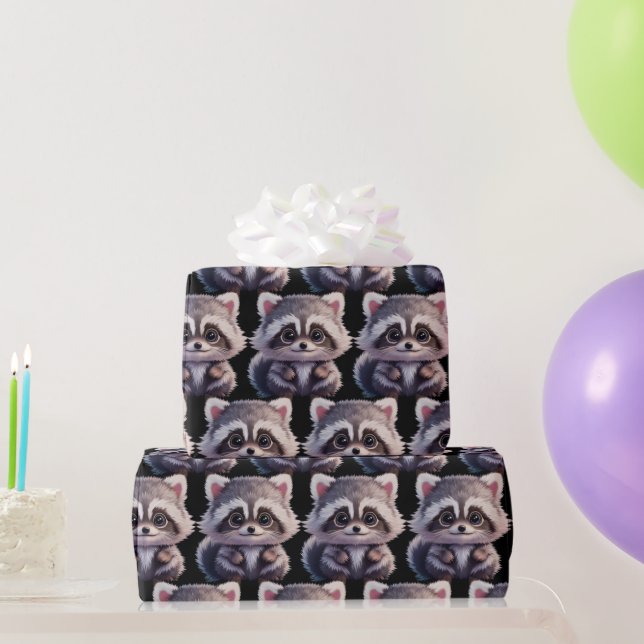 Papier Cadeau Raccoon boisé animaux forêt amis (Cadeaux de fête)