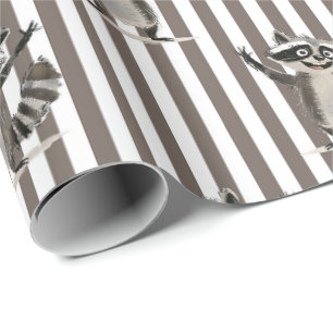 Papier Cadeau Raccoon brun énorme échelle pour artisanat ou cade